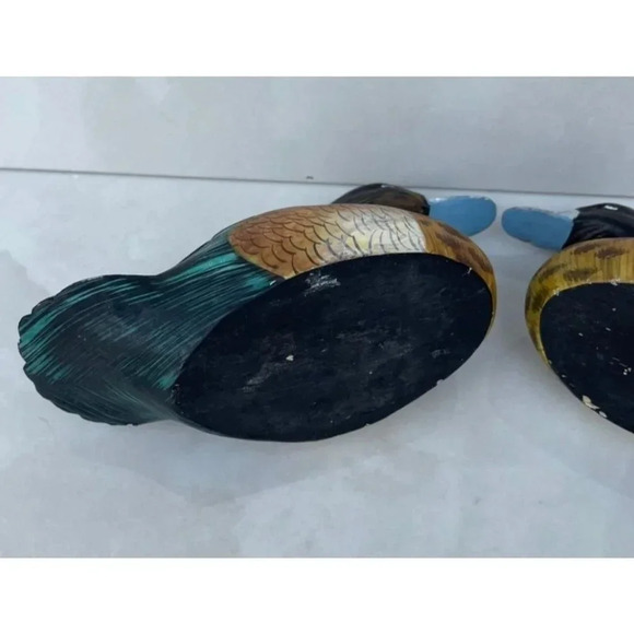 Two Small Duck Miniature Wood Carved Hand Painted Decoratives Mallard Decoy 4"x5 - Picture 13 of 16